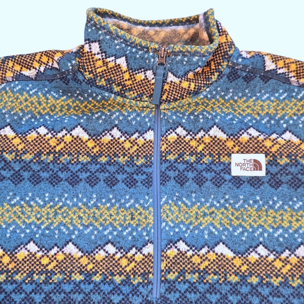 The North Face Fleece Pullover Men XL Gordon Lyons Fair Isle Geometric 1/4 Zip